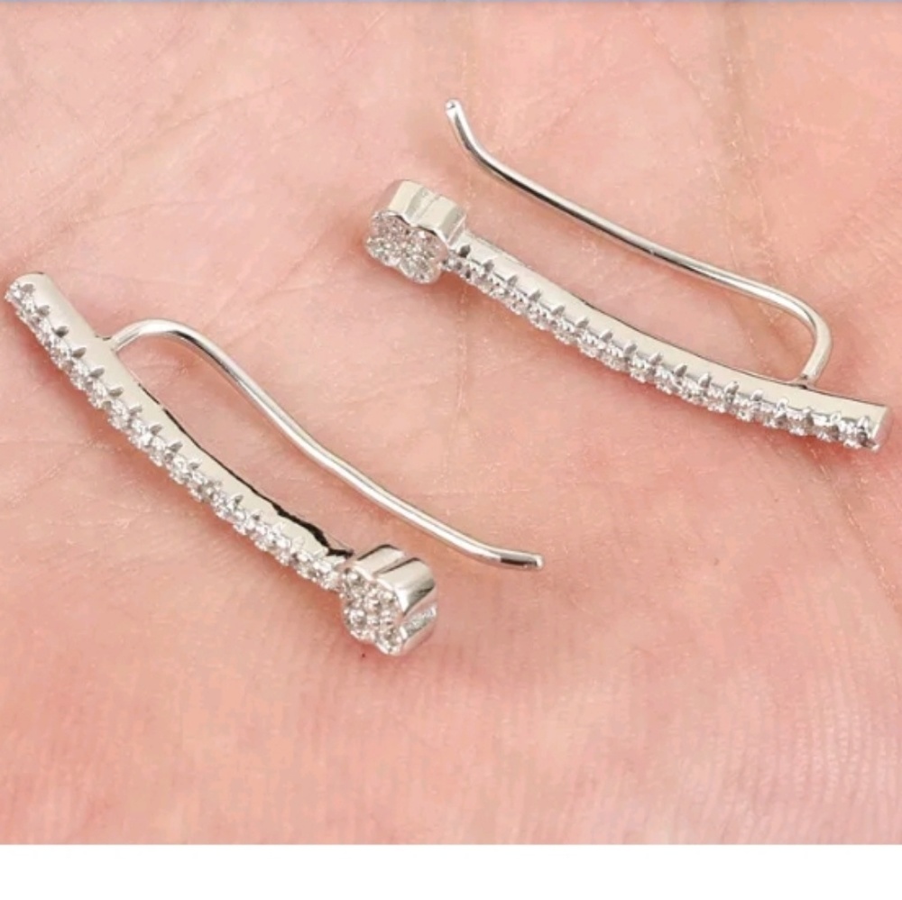White Topaz & sterling silver earrings ladders - Picture 8 of 10